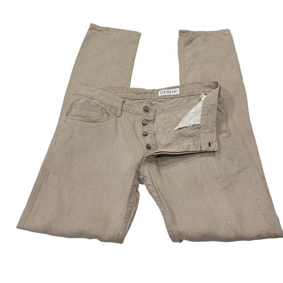 Gustin Slim Rustic Slub Linen 5 Pocket Pants, Natural, 36 - Picture 8 of 12